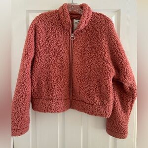Hollister Coral Sherpa Jacket Zip Up Small